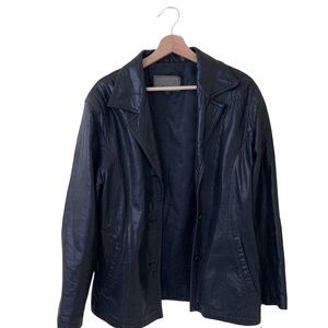 Vintage Alamo Uomo Leather Jacket in Size Large | Black Genuine Leather Jacket